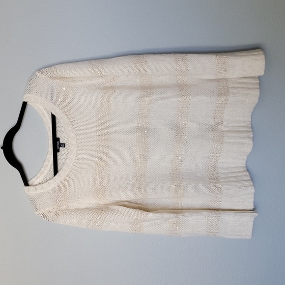 Apt 9 cream knit fuzzy sequin striped sweater XL - Picture 7 of 7